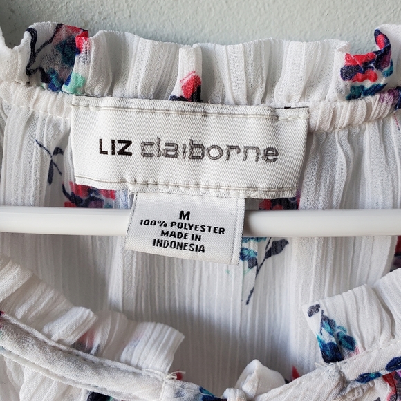 3/$15 Liz Claiborne Ruffle Neck Button up Halter Tops Women's Size Medium - Picture 11 of 15